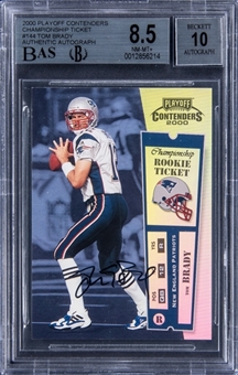 2000 Playoff Contenders #144 Tom Brady Signed Championship Ticket Rookie Card (#095/100) – BGS NM-MT+ 8.5/BGS 10